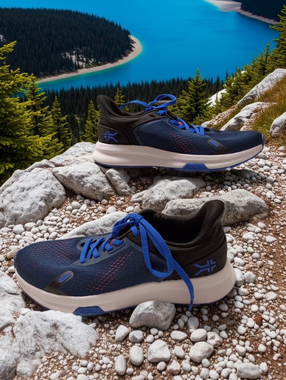 KURU Cloud Atom Fusion Shoes Blue & Black Arch Support Plantar Fascitis 7.5M
